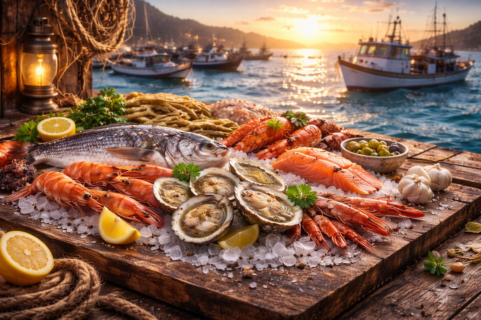 Port de pêche au lever du soleil